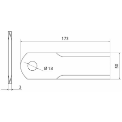 COLTELLO TRINCIAPAGLIA 173X50X3 FORO Ø 18MM