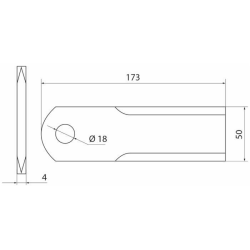 COLTELLO TRINCIAPAGLIA 173X50X4 Ø FORO 18MM