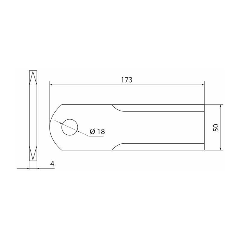 COLTELLO TRINCIAPAGLIA 173X50X4 Ø FORO 18MM