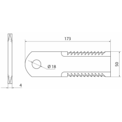 COLTELLO TRINCIAPAGLIA 173X50X4  FORO Ø 18