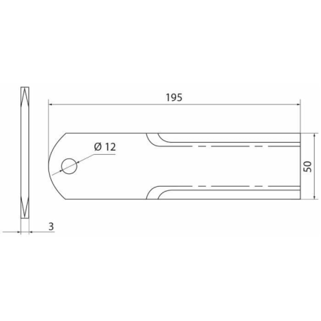 COLTELLO TRINCIAPAGLIA 195X50X3 FORO Ø 12MM