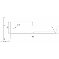 COLTELLO TRINCIAPAGLIA 198X50-32X3 FORO Ø 6MM