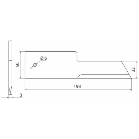 COLTELLO TRINCIAPAGLIA 198X50-32X3 FORO Ø 6MM
