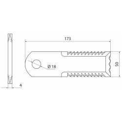 COLTELLO TRINCIAPAGLIA 173X50X4, ø FORO 18MM
