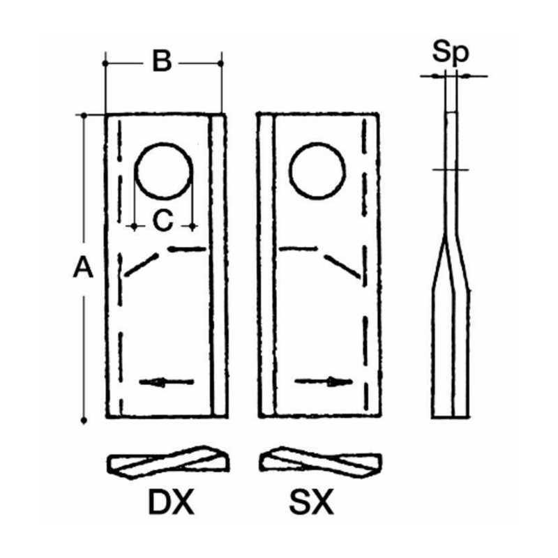 COLTELLO PIEGATO 96X40X3 DX