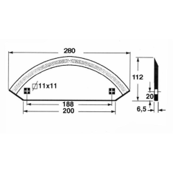 COLTELLO PER CARRI MISCELATORI LISCIO 280X112