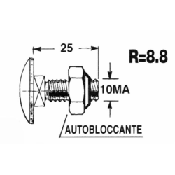 BULLONE M10X25 (+ DADO R8.8) PER COLTELLO CARRO MISCELATORE