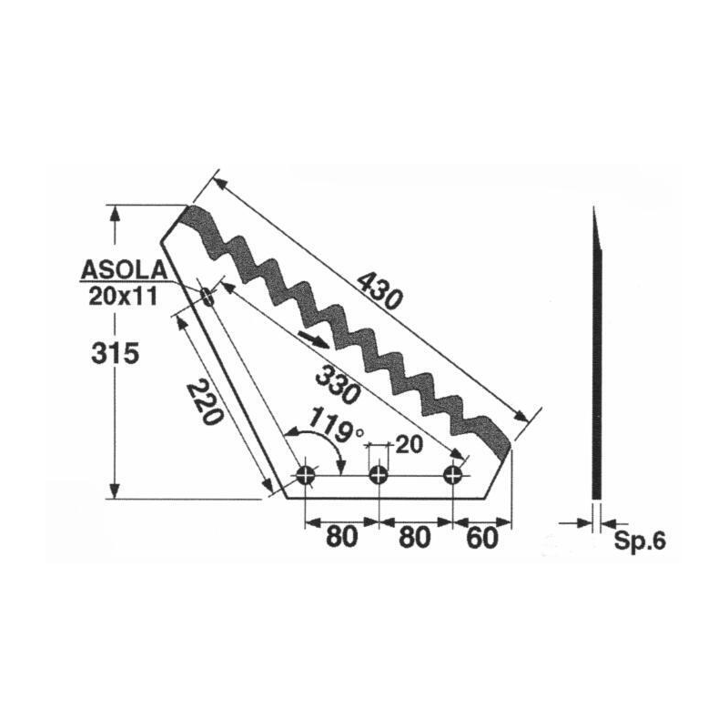 COLTELLO 430X315 SPESSORE 5MM