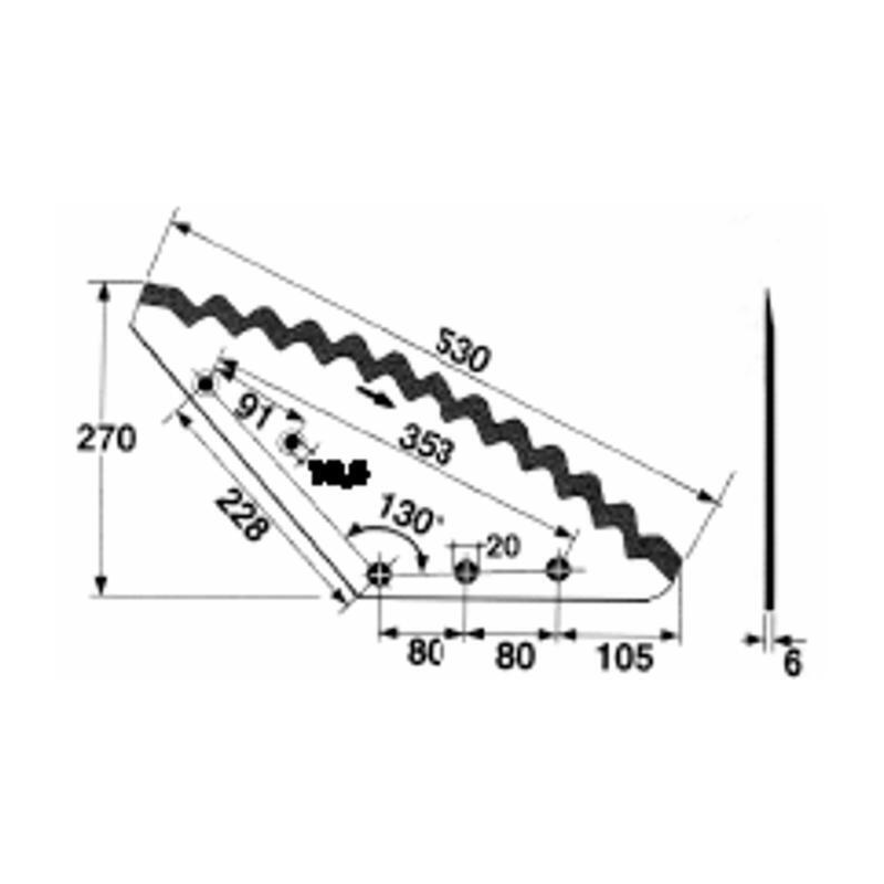 COLTELLO PER CARRO MISCELATORE 530X270