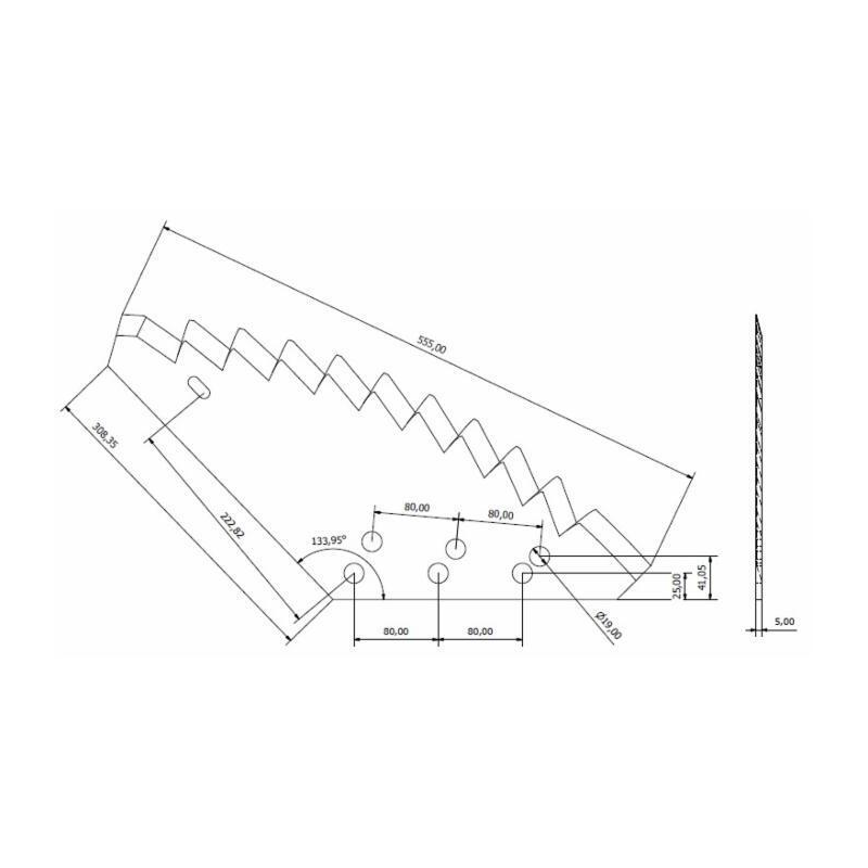 COLTELLO PER CARRO MISCELATORE 550X270