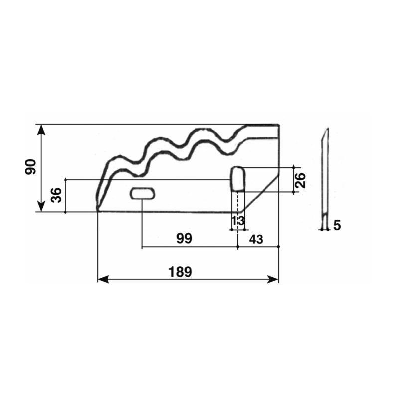 COLTELLO PER CARRO MISCELATORE 189X90X5 SX