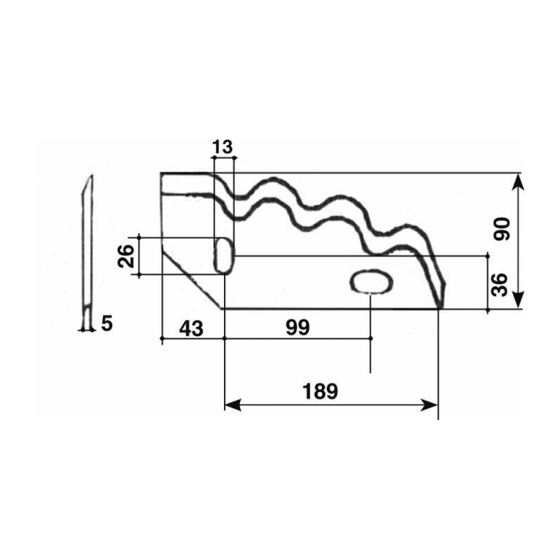 COLTELLO PER CARRO MISCELATORE 189X90X5 DX