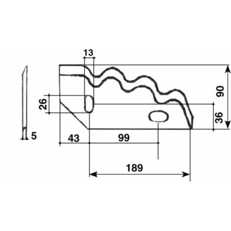 COLTELLO PER CARRO MISCELATORE 189X90X5 DX
