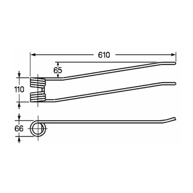 DENTE GIROANDANATORE FIORINI LUNGO 610MM, DESTRO