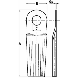 COLTELLO BOMBATO 112X50X4 FORO 20,5X18,5MM