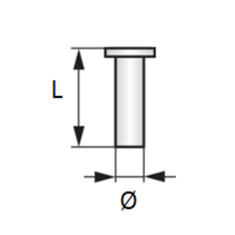 Ribattini testa piana 6,5x13 mm
