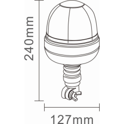 Lampeggiante a LED 12-24V base ad asta flessibile, 24 LED, 16W, IP67