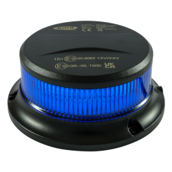 Lampeggiante con LED e calotta blu 12-24V, base magnetica, 18 LED, IP67.