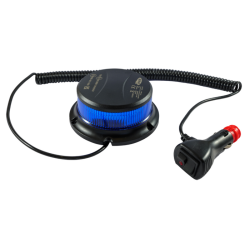 Lampeggiante con LED e calotta blu 12-24V, base magnetica, 18 LED, IP67.