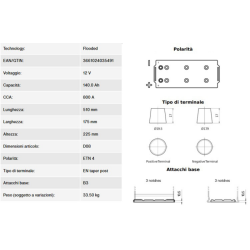 BATTERIA120AH, 800A, 510X175X225, DX