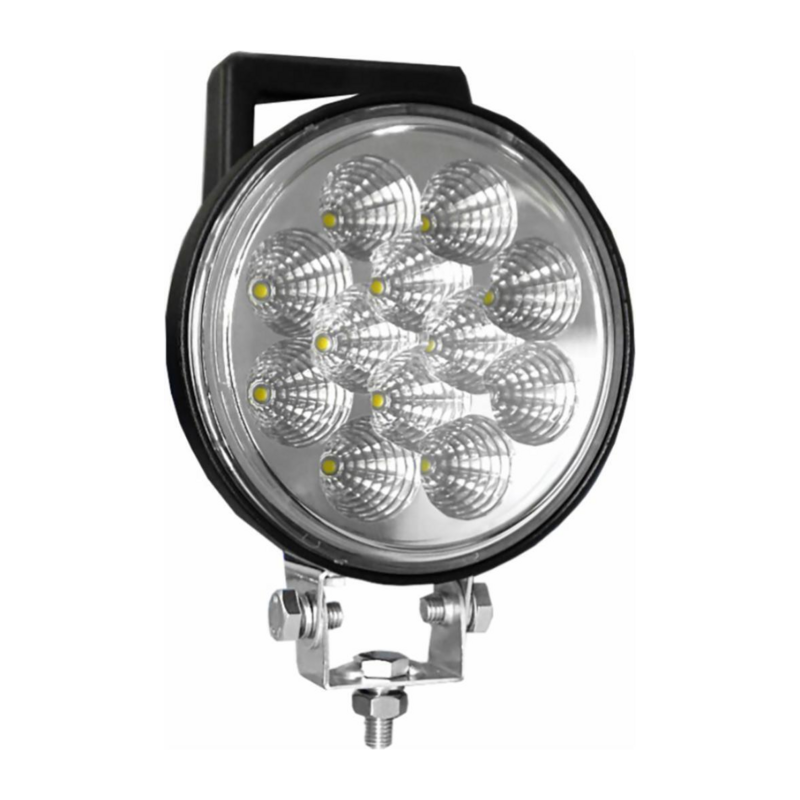 Faro da lavoro rotondo a LED 12-28V, 36W,  4050LM, 12 LED,  con interruttore ON/OFF e maniglia, raggio lungo/profondo