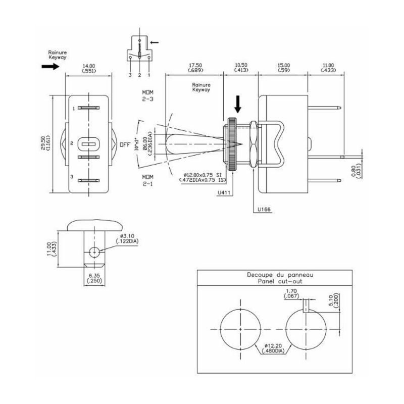 INTERRUTTORE A LEVETTA UNIPOLARE ON-ON