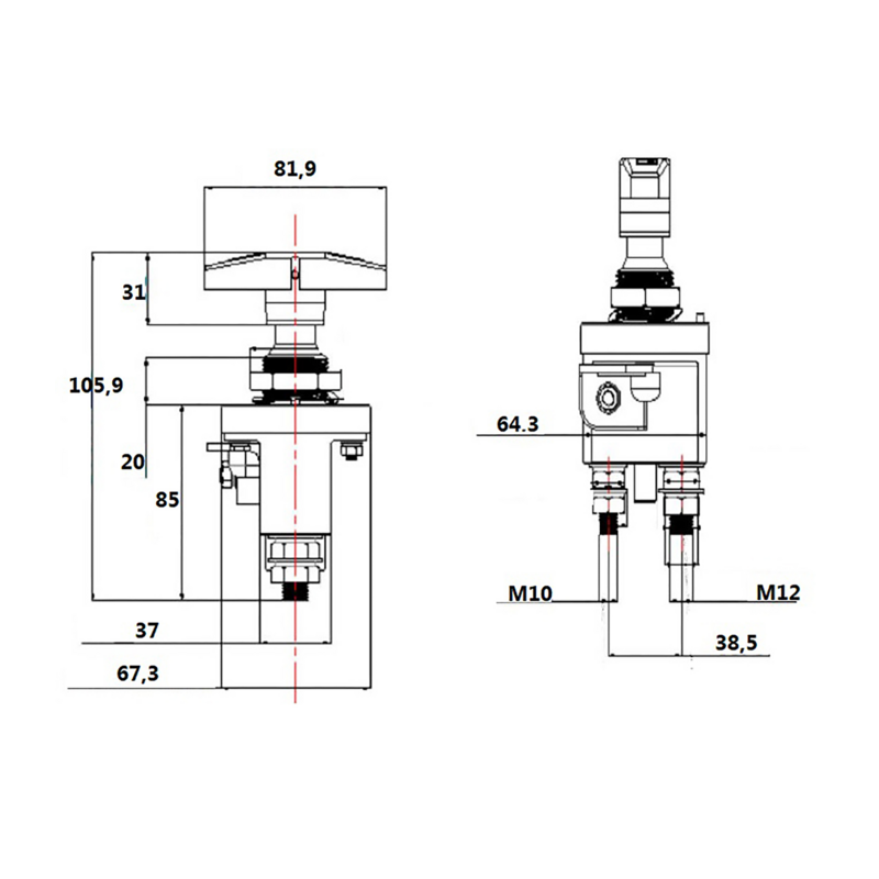 Interruttore isolante per batteria max 48V, capacità continua 300A