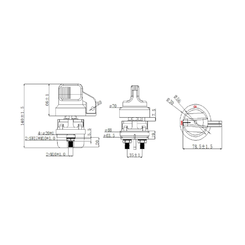 Interruttore staccabatteria 6-36V, 400 A