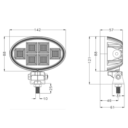Faro lavoro LED 10-30V DC, 120W, 9600 LM. Fascio di luce ampio, 120 LED