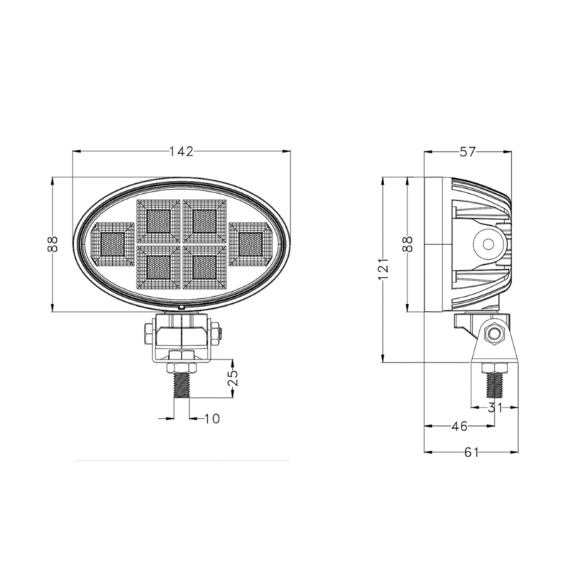 Faro lavoro LED 10-30V DC, 120W, 9600 LM. Fascio di luce ampio, 120 LED