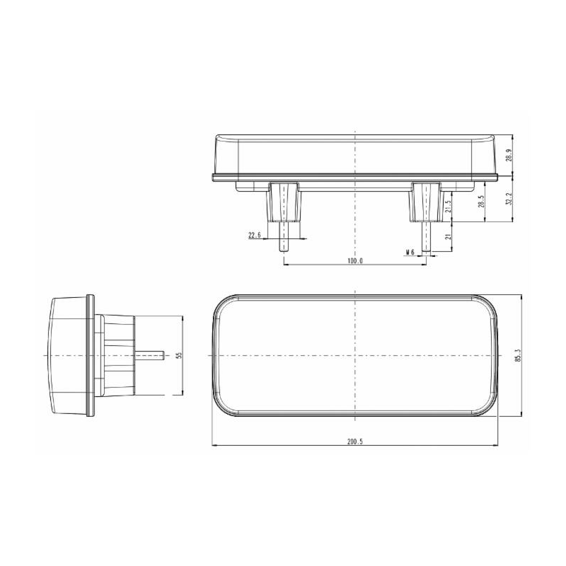 Fanale posteriore LED dx/sx 12V 200,5x28,9x 85,3 mm con freccia dinamica
