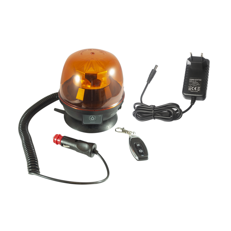 Lampeggiante LED magnetico a batteria e telecomando 12-24V, 22W, IP67, 10 LED. Autonomia batteria 6 ore