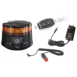 Lampeggiante magnetico LED a batteria e telecomando 12-24V, 19W, IP67, 30 LED. Autonomia batteria 6,5 ore.