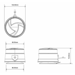 Lampeggiante magnetico LED a batteria e telecomando 12-24V, 19W, IP67, 30 LED. Autonomia batteria 6,5 ore.