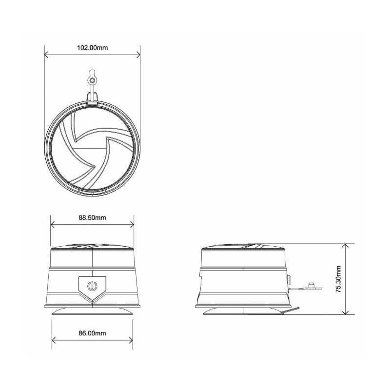 Lampeggiante magnetico LED a batteria e telecomando 12-24V, 19W, IP67, 30 LED. Autonomia batteria 6,5 ore.