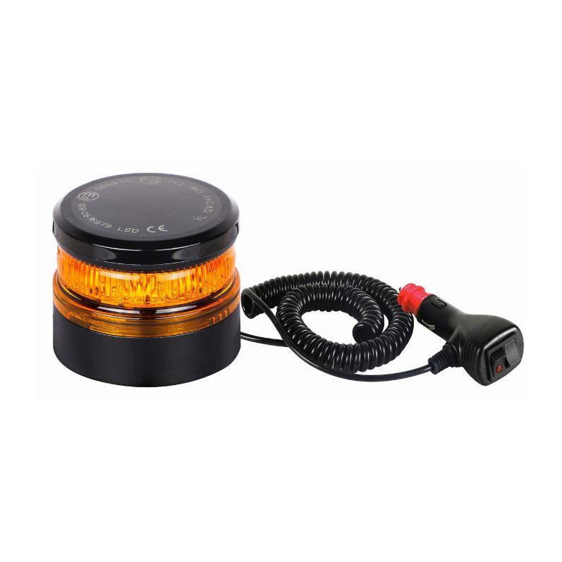 Lampeggiante mini a LED 12-24V, 12W, IP67, 8 LED. Fissaggio magnatico o a ventosa.