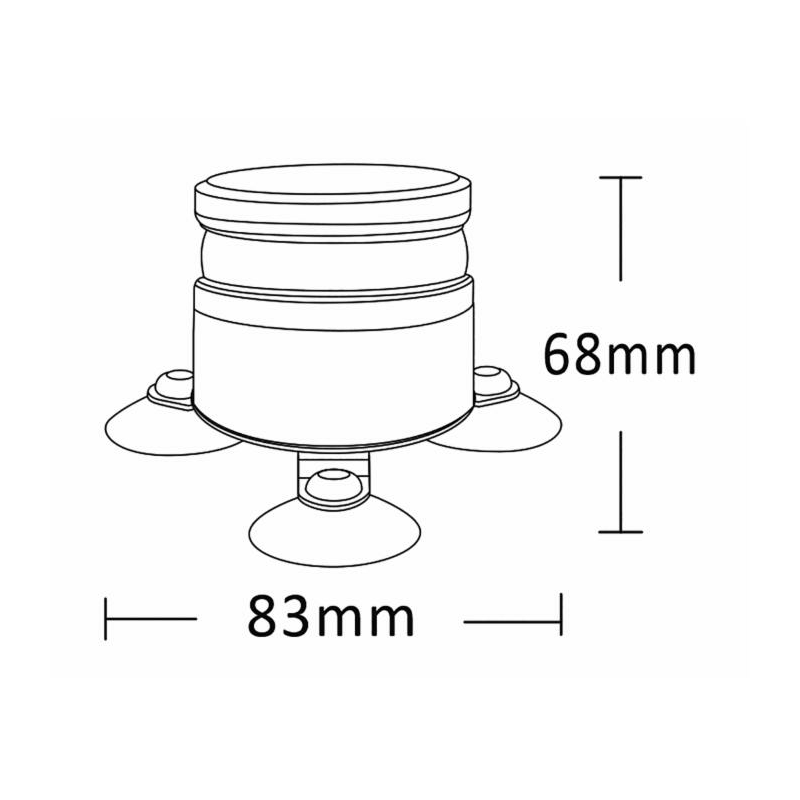 Lampeggiante mini a LED 12-24V, 12W, IP67, 8 LED. Fissaggio magnatico o a ventosa.