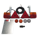 KIT LUCI POSETRIORI ALOGENE CON TRIANGOLI, PORTATARGA E STAFFE ORIZZONTALI RIBALTABILI A MOLLA, CAVI 7,5 M + 2,5 M