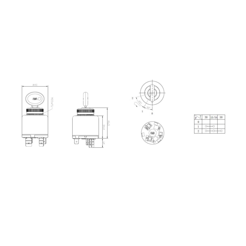 Quadro avviamento con preriscaldo 0-1-P-2