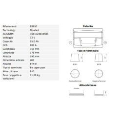 BATTERIA 95 AH, 800A, 353X175X190, DX