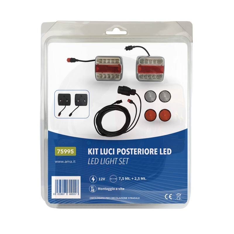 KIT LUCI POSTERIORI LED 7,6 M + 2,5 M CON CAVI CONNETTORIZZATI SEPARABILI