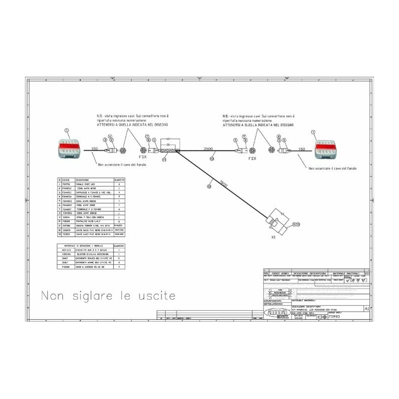 KIT LUCI POSTERIORI LED 7,6 M + 2,5 M CON CAVI CONNETTORIZZATI SEPARABILI