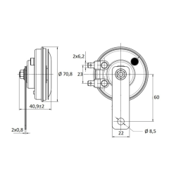 Avvisatore acustico elettromagnetico a disco diametro 70 mm 12V 105~118dB