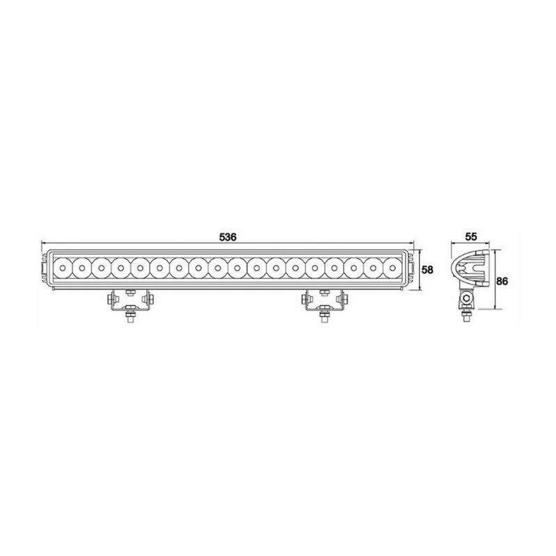 Barra luci a LED 12-28V, 54W, 4050LM, 18 LED, Raggio lungo/profondo
