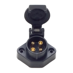 Presa 4 poli 12-24V in plastica con 2 fori di fissaggio e coperchio