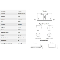 BATTERIA 110AH, 750A, 349X175X235, DX
