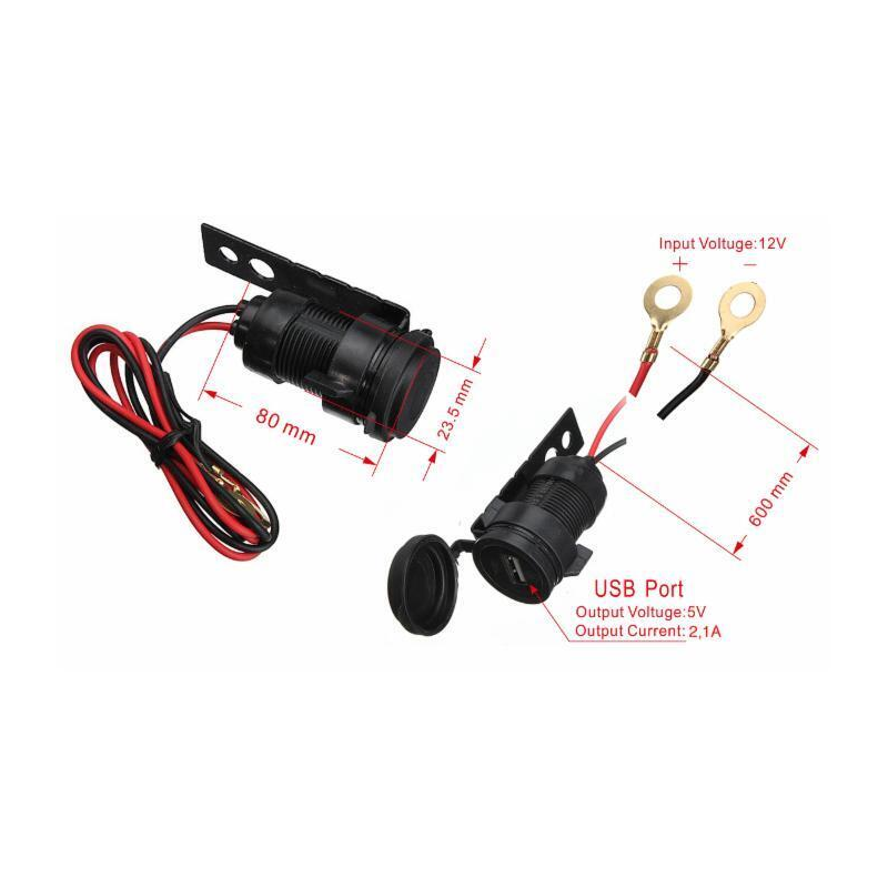 Presa USB 12V input, 5V output