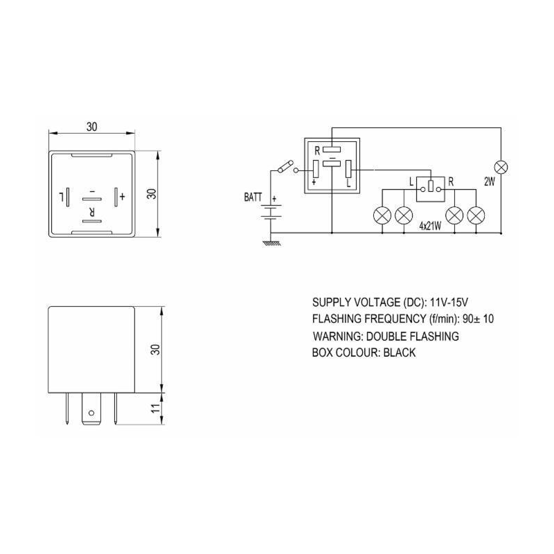 INTERMITTENZA 4 POLI 12V 4X21+2W
