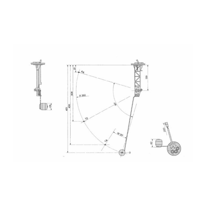 Sensore di livello carburante 12-24V ad asta, profondità di installazione 489,5 mm