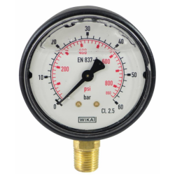 MANOMETRO IN ABS Ø 63MM, SCALA 0/60 BAR, ATTACCO RADIALE R 1/4"
